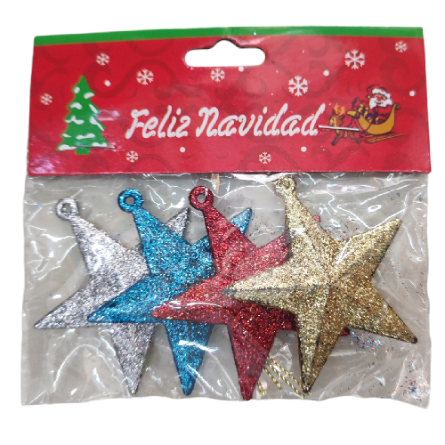 M J3419 ESTRELLA DECORATIVA 6cm PAQ*4pzs