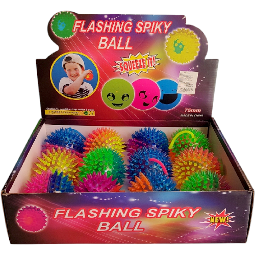 M C1663 PELOTA PICOS YOYO C/ LUZ *PAQ 12pzs* 7.5cm