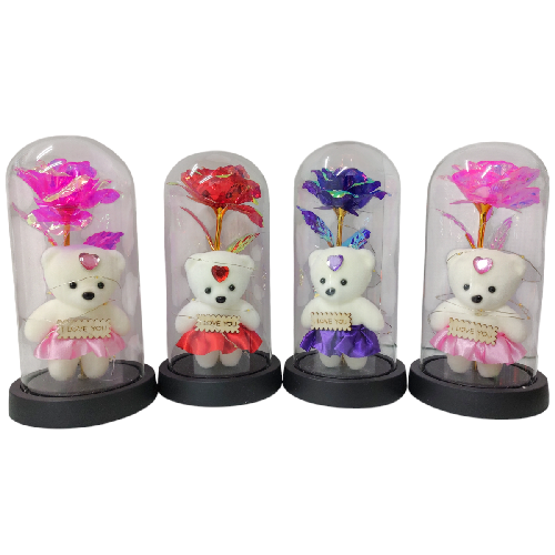 C ADN901 ROSA ETERNA DE CRISTAL PREMIUM C/ lUZ 20cm