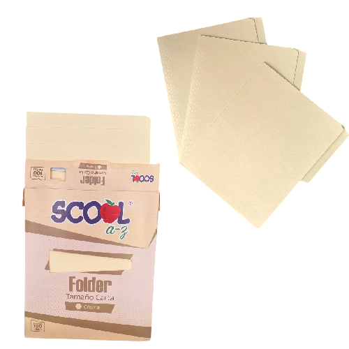 M 4378 SCOOL PAQUETE FOLDER CARTA CREMA 100pzs