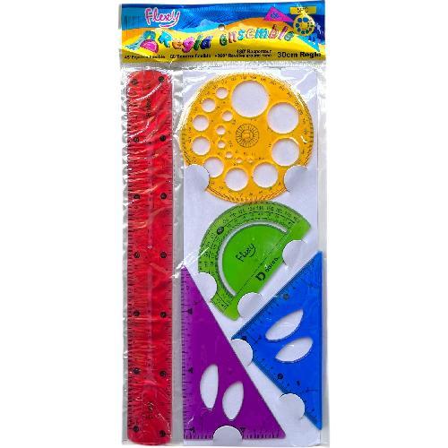 M B8910 JUEGO DE GEOMETRIA 5pzs *venta por pieza(La regla es flexible)