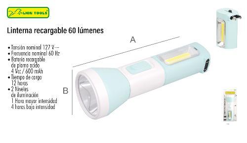 LION 8835 LINTERNA RECARGABLE 60 Lumenes 18*6cm