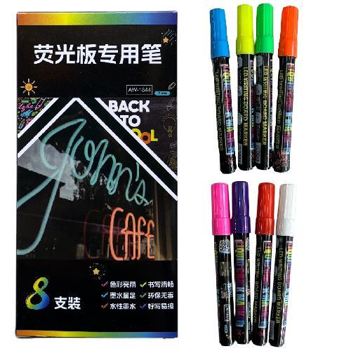 M B2651 MARCADOR PARA VIDRIO O PIZARRON LED JUEGO CON 8clrs  14.5cm