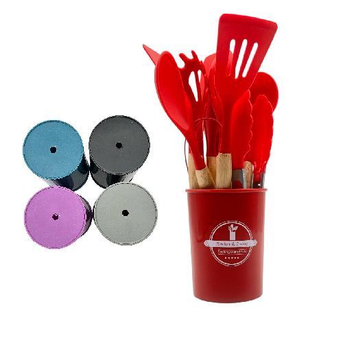 C CO49 JUEGO DE 12 UTENSILIOS P/ COCINA DE SILICON RESISTENTE AL CALOR