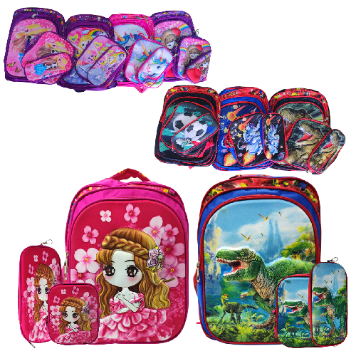 3551 MOCHILA 3D C/ LUZ EN COMBO DE 3pzs Mochila, Lonchera termica y Lapicera