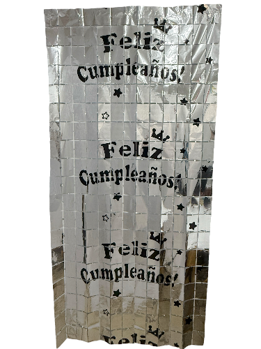 M F4632 CORTINA DE CUADROS FELIZ CUMPLEAÑOS 1*2M