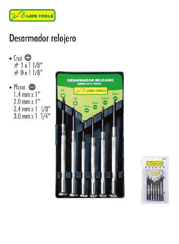 LION 0861 DESRAMADOR RELOJERO C/ 6pzs