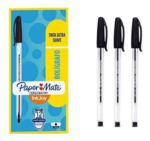 M PAPER MATE BOLIGRAFO PUNTA MEDIA KILOMETRICO Negro PAQ*12pzs