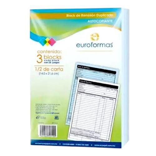 M EUROFORMS REMISION 1/4 AUTOCOPIANTE 44Hojas PAQ* 3pzs