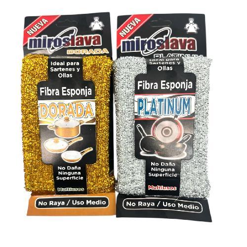 MI FIBRA DORADA Y PLATINUM PARA LAVAR TRASTES  12*8*2cm