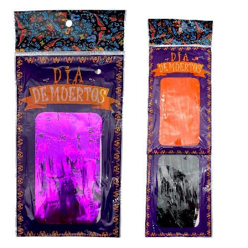 M K4101A CORTINA PARA HALLOWEEN NARANJA/MORADO/NEGRO 1x2m