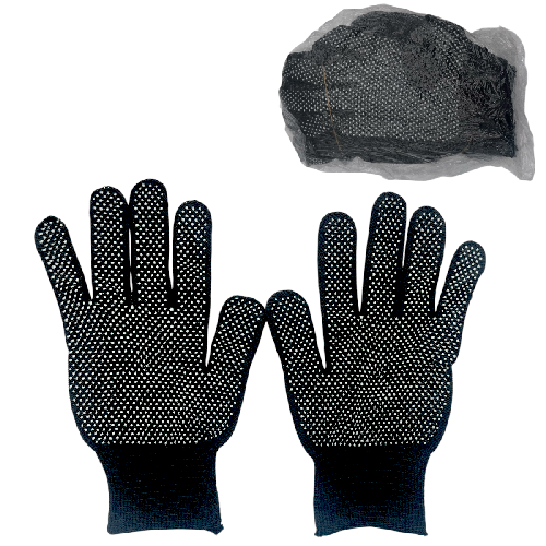 GUANTE NEGRO CON PUNTOS DE SILICON PAQ* 12pzs
