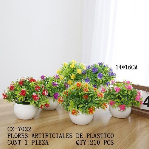 OM 7022 MACETA FLOR ARTIFICIAL REDONDA 14x16cm
