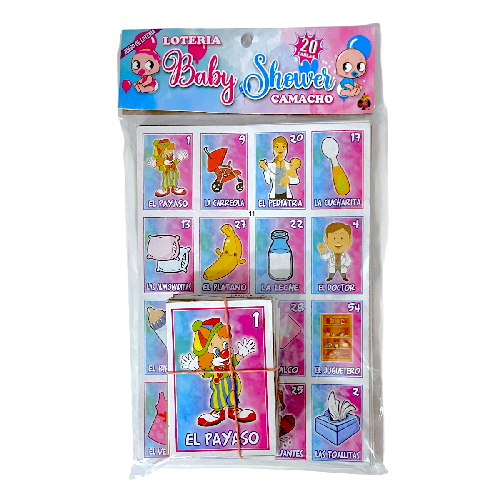 LOTERIA BABY SHOWER 20TABLAS BARAJA GRANDE 20x14cm