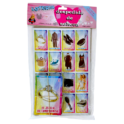 LOTERIA DESPEDIDA DE SOLTERA 10 TABLAS BARAJA GRANDE 21x14cm