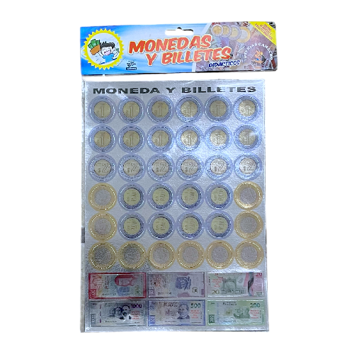 MONEDAS Y BILLETES EN CAPLE METALIZADO Medida Empaque 27x19.5cm
