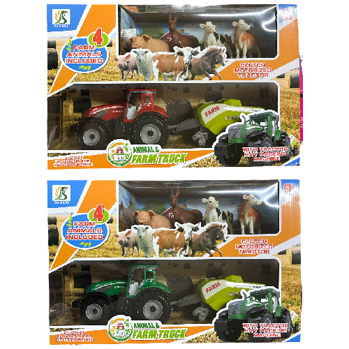 Y 0488-276 SET DE 2 TRACTORES DE FRICCIÓN C/ ANIMALES Y ACCESORIOS Medida Empaque 38x41x11.5cm