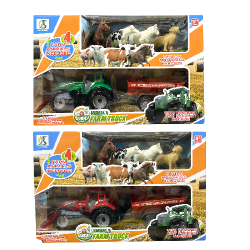 Y 0488-110B TRACTOR C/ REMOLQUE Y 4 ANIMALES Medida Empaque 30x47x11cm