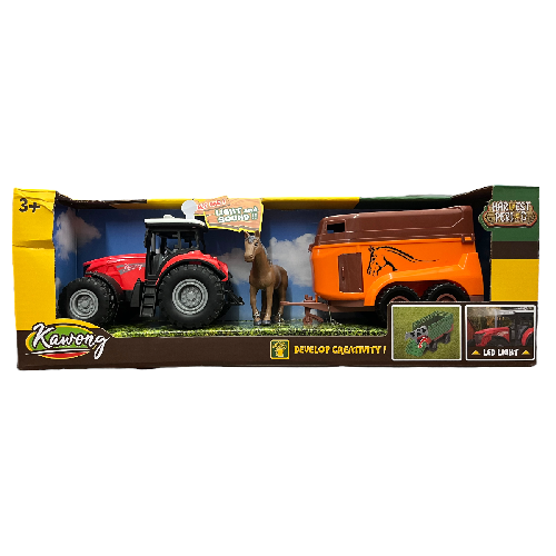 Y 550-36K TRACTOR DE FRICCIÓN C/ SONIDO, LUZ, CABALLO Y REMOLQUE Medida Caja 11x39x13.5cm