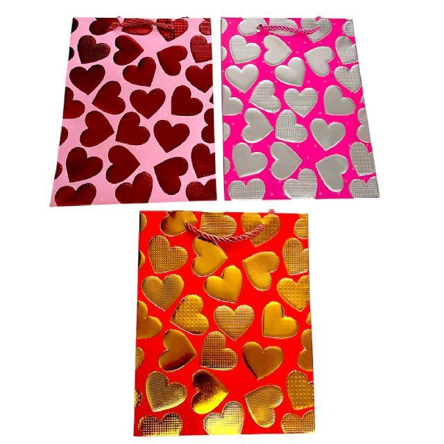 P 123C BOLSA DE REGALO CORAZON PAQ* 12pzs 40x31cm