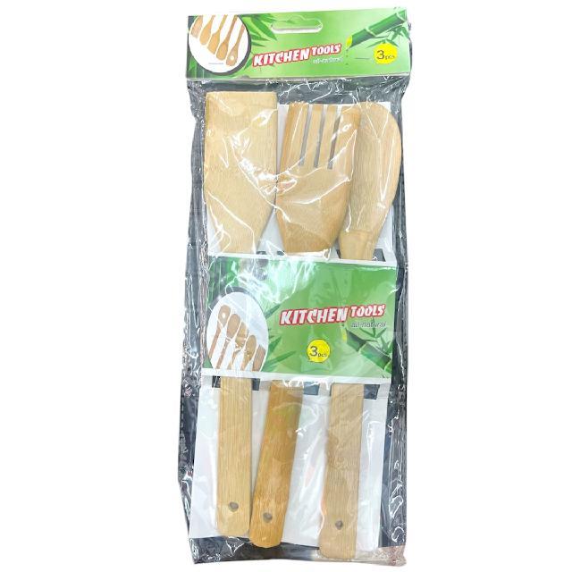 M A4600 PALA CUCHARA ESPATULA DE BAMBU JUEGO C/3pzs 27.5cm