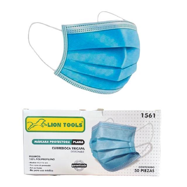 LION 1561 CUBREBOCAS AZUL EN CAJA C/ 50PZS
