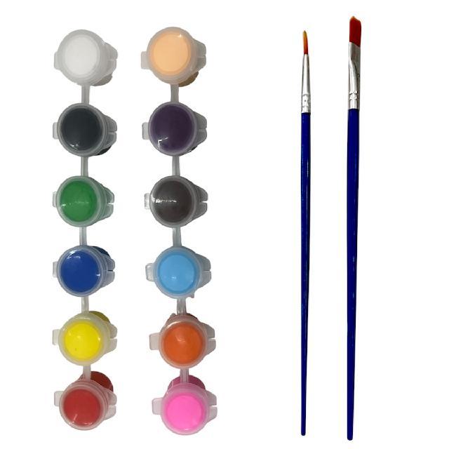 Z HFY-13694 SET ACUARELA 12 clrs 2 pinceles 3ml