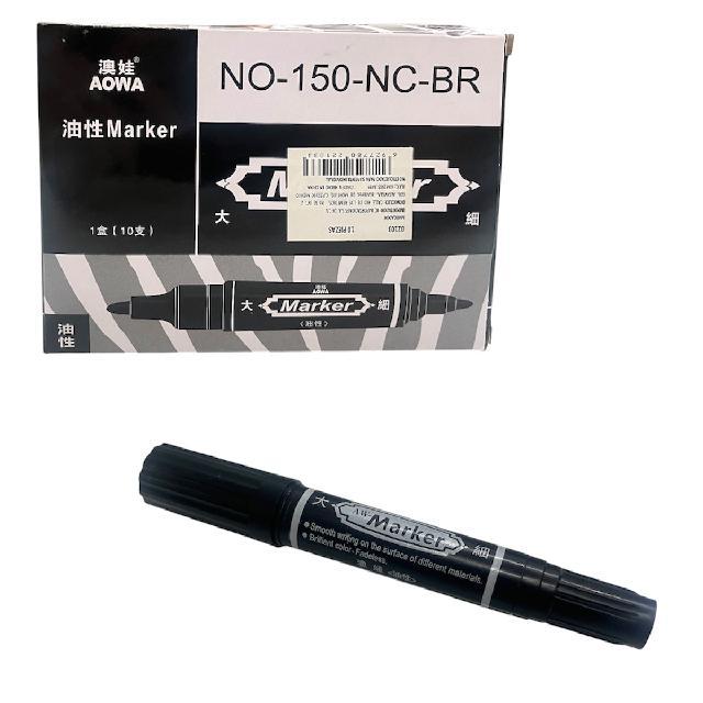 MM B2103 MARCADOR PERMANENTE DOBLE PUNTA CAJITA* C/ 10pzs color negro