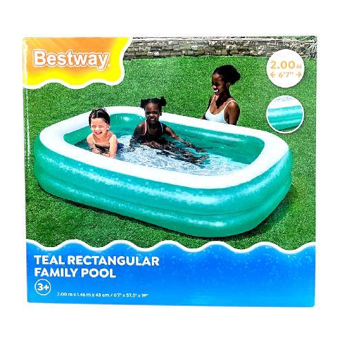 A 54005 ALBERCA RECTANGULAR INFLABLE 2x1.46x0.48m 2 anillos