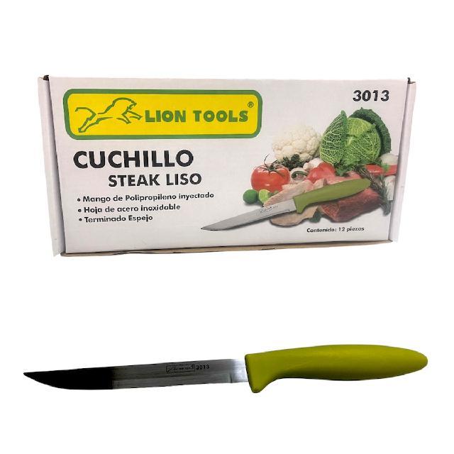 LION 3013 CUCHILLO STEAK MANGO PLASTICO VERDE LISO