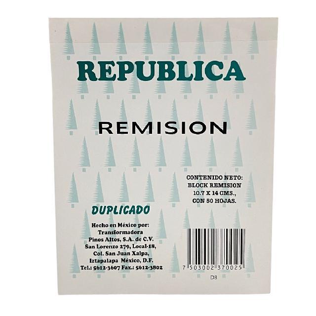 REMISION REPUBLICA C/ DUPLICADO 50hojas 10.7x14cm