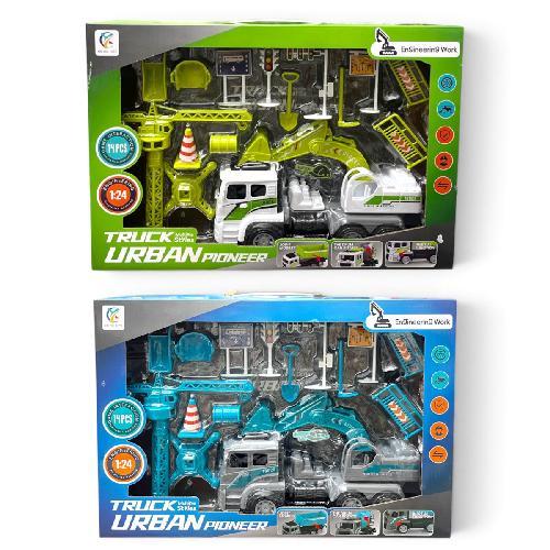 YY 6607-C SET DE CONSTRUCCIÓN 14PCS EN CAJA TRUCK URBAN PIONEER Med. Emp. 29x10x42cm