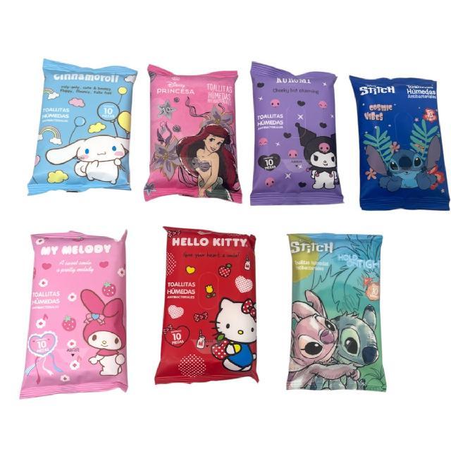 AA TOALLITAS HUMEDAS ANTIBACTERIALES DE PERSONAJES C/ 10Toallitas 13x8cm