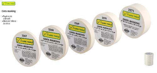 LION 2268 CINTA MASKING 3/4" 18mm x 50 m largo PAQ 6pzs