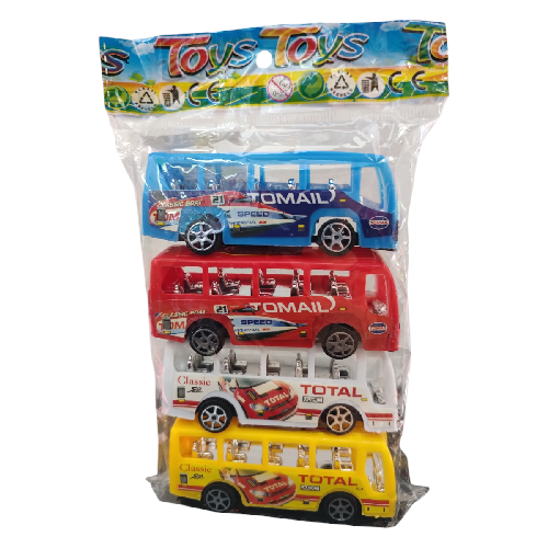M C1013 AUTOBUS FRICCION 8.5*2.8cm Set 4pzs